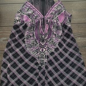Forever 21 Purple and Black Patterned Dress